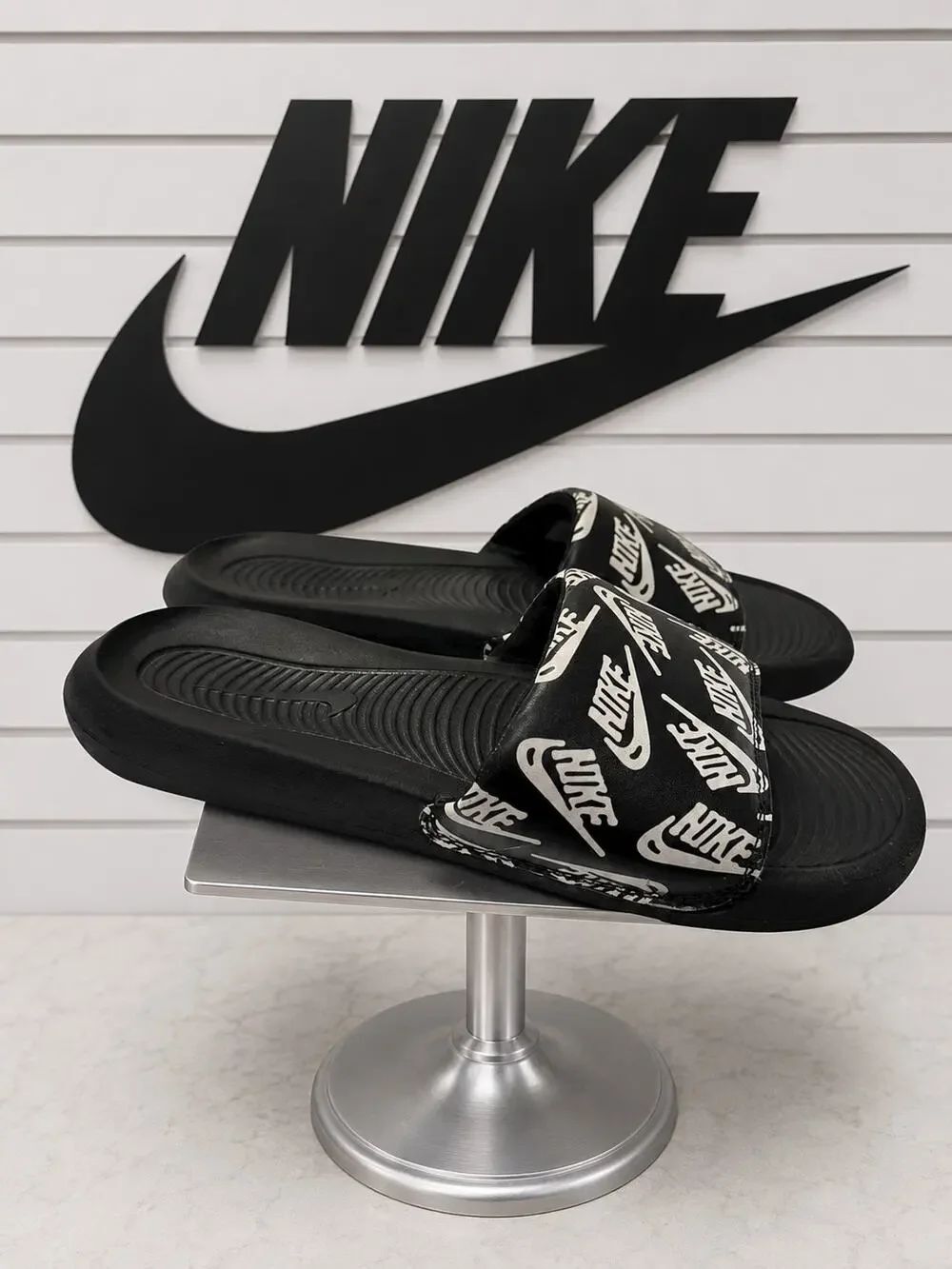 Nike Victori One Print Slides CN9678-008 Black White Men’s Size 8